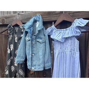 Bundle girls 18 month romper outfits & denim jeans jacket